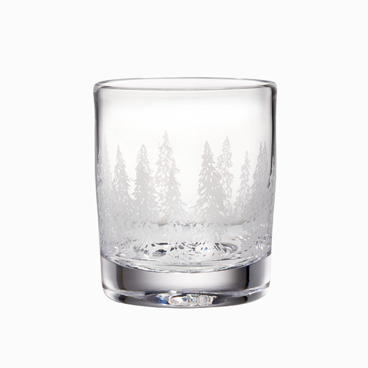 SINGLE Simon Pearce Engraved Forest Ascutney Double Old-Fashioned