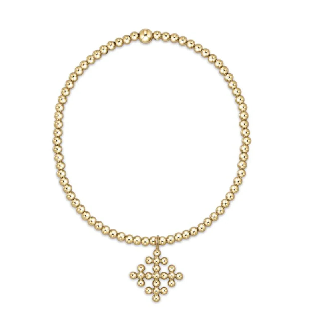 enewton Classic Gold 2.5mm Bead Bracelet - Classic Beaded Signature Cross Encompass Gold Charm