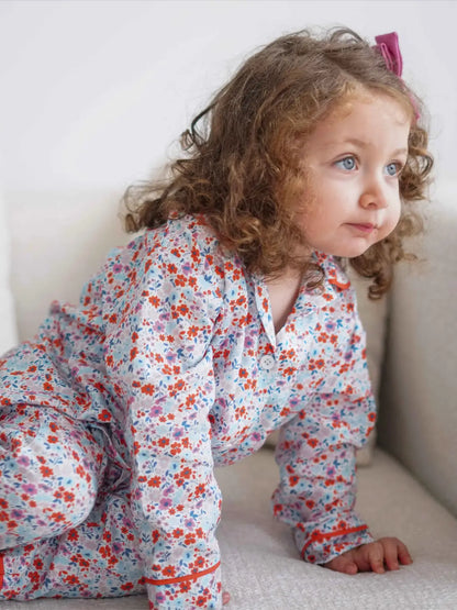 Pajama Set, Tiny Flowers Red | Atelier Babbi