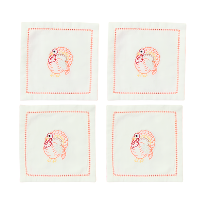 SET/4 Turkey Cocktail Napkins, Set of 4
