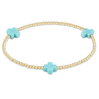 enewton Signature Color Large Cross Gold Pattern 2mm Bead Bracelet