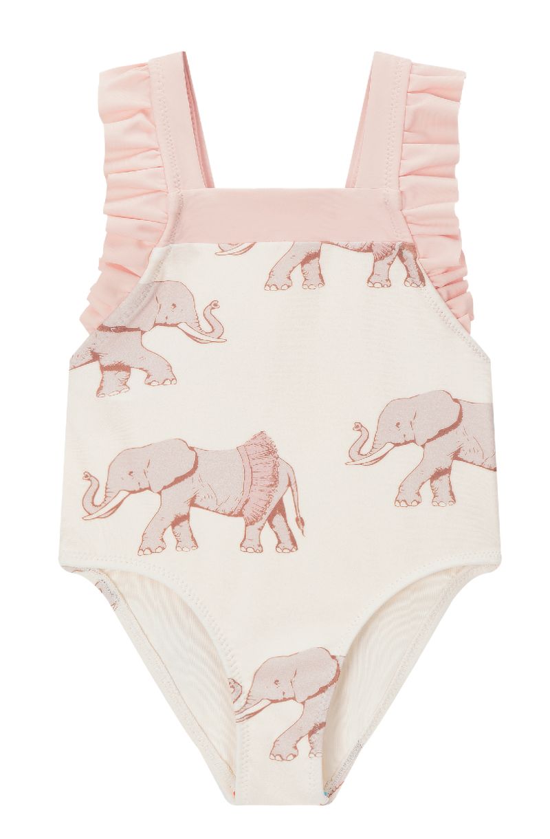 Tutu Elephant Ruffle Square Neck Swimsuit, 2-3T - Milkbarn
