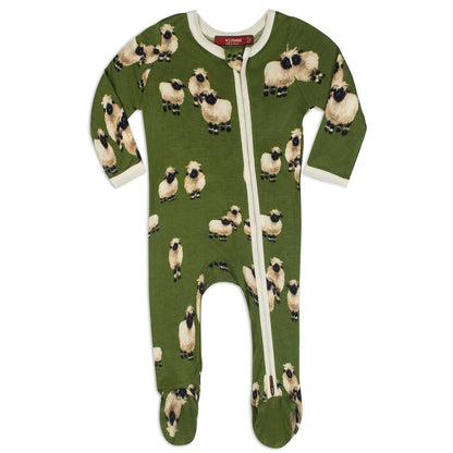3-6M Valais Sheep Bamboo Footed Romper Milkbarn