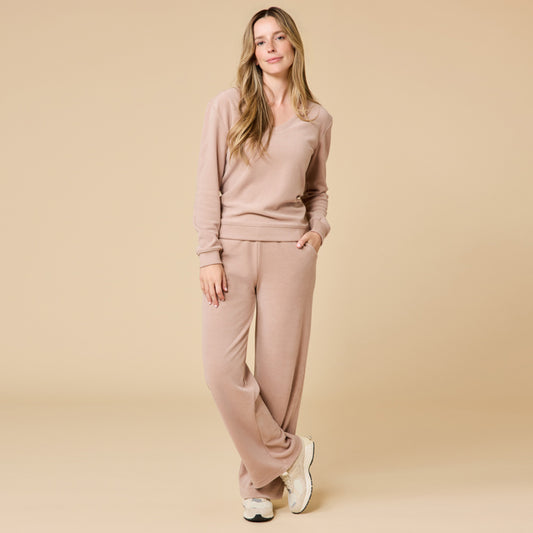 COCO Vintage Velvet V-Neck with Full Leg Pant