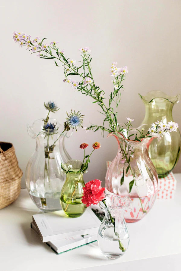 Vietri Vertical Large Pink Fluted Hibiscus Vase