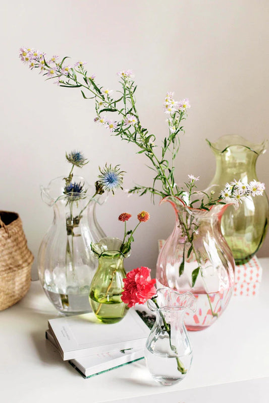 Vietri Vertical Large Pink Fluted Hibiscus Vase