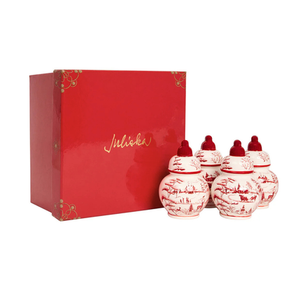 Juliska Country Estate Winter Frolic Ruby Ginger Jar Place Card Holders (Set of 4)