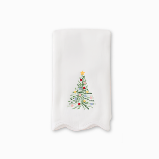 SINGLE Holiday Tree Scallop Powder Bath Towels