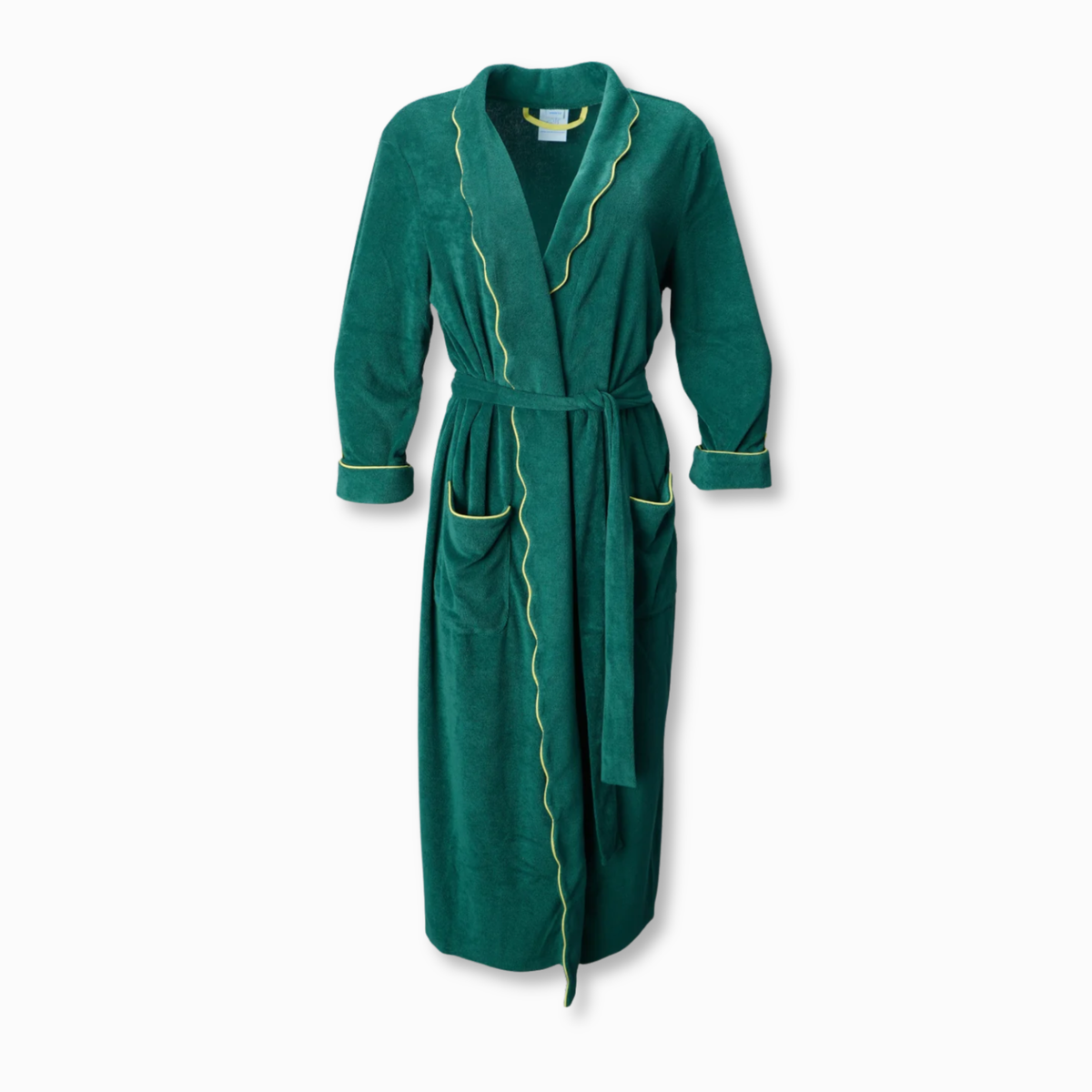 Women's Long Scallop Lightweight Robe in Emerald