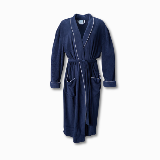 Men's Lightweight Solid Terry Robe in Midnight Navy