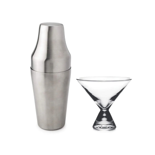 Simon Pearce Westport Martini Glass & Shaker Gift Set