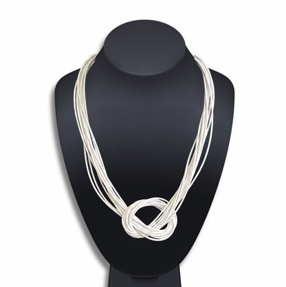 White Piano Wire Large Knot Necklace