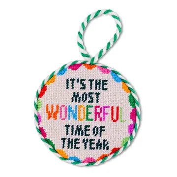 Needlepoint Ornament, "Wonderful Time"