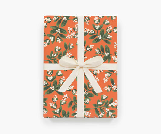 Rifle Paper Co. Mistletoe Wrapping Sheets, Roll of 3