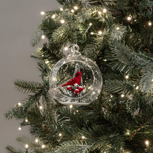 Cardinal in Open Globe Ornament