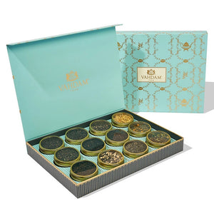 Vahdam Tea Bloom Tea Gift Set - 12 Tin Caddy Set