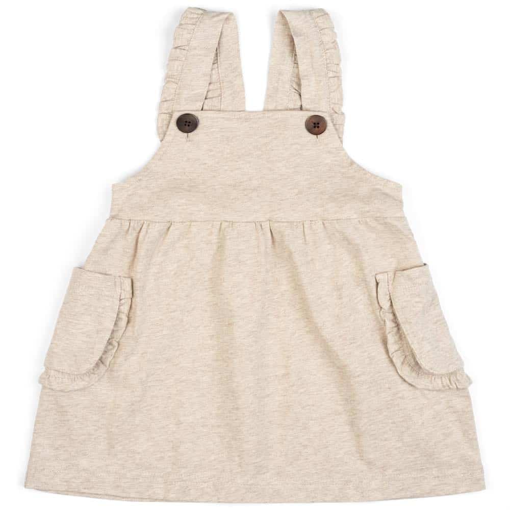 Milkbarn Dress Overall - Heathered Oatmeal - 3-6 mo