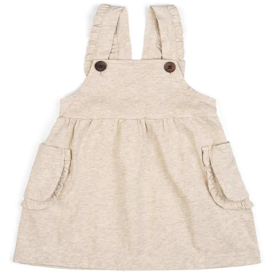 Milkbarn Dress Overall - Heathered Oatmeal  6-12M