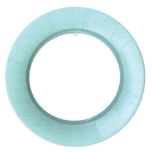 Linen Border Paper Dinner Plates in Robin's Egg Blue