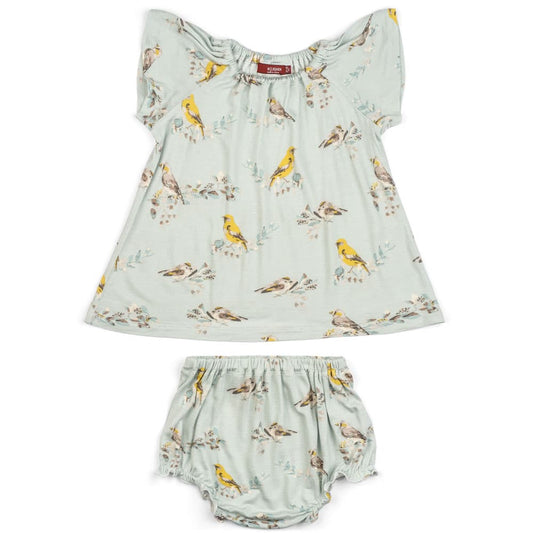 Milkbarn Blue Bird Dress & Bloomer Set 12-18 Month