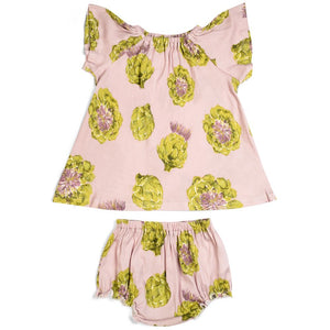 Milkbarn Dress & Bloomer Set - Artichoke (Organic) 12-18M