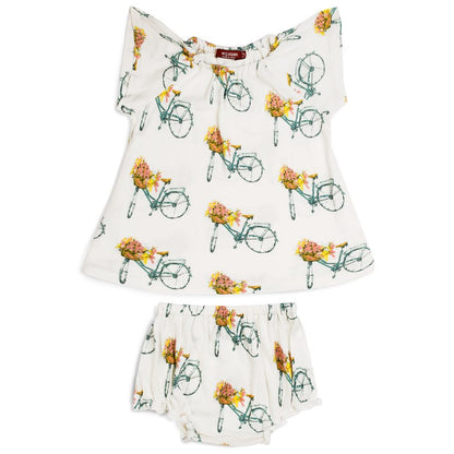 Milkbarn Floral Bicycle Bamboo Dress & Bloomer 3-6M