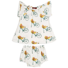 Load image into Gallery viewer, Milkbarn Floral Bicycle Bamboo Dress &amp; Bloomer 3-6M