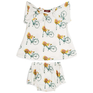Milkbarn Floral Bicycle Bamboo Dress & Bloomer 12-18M