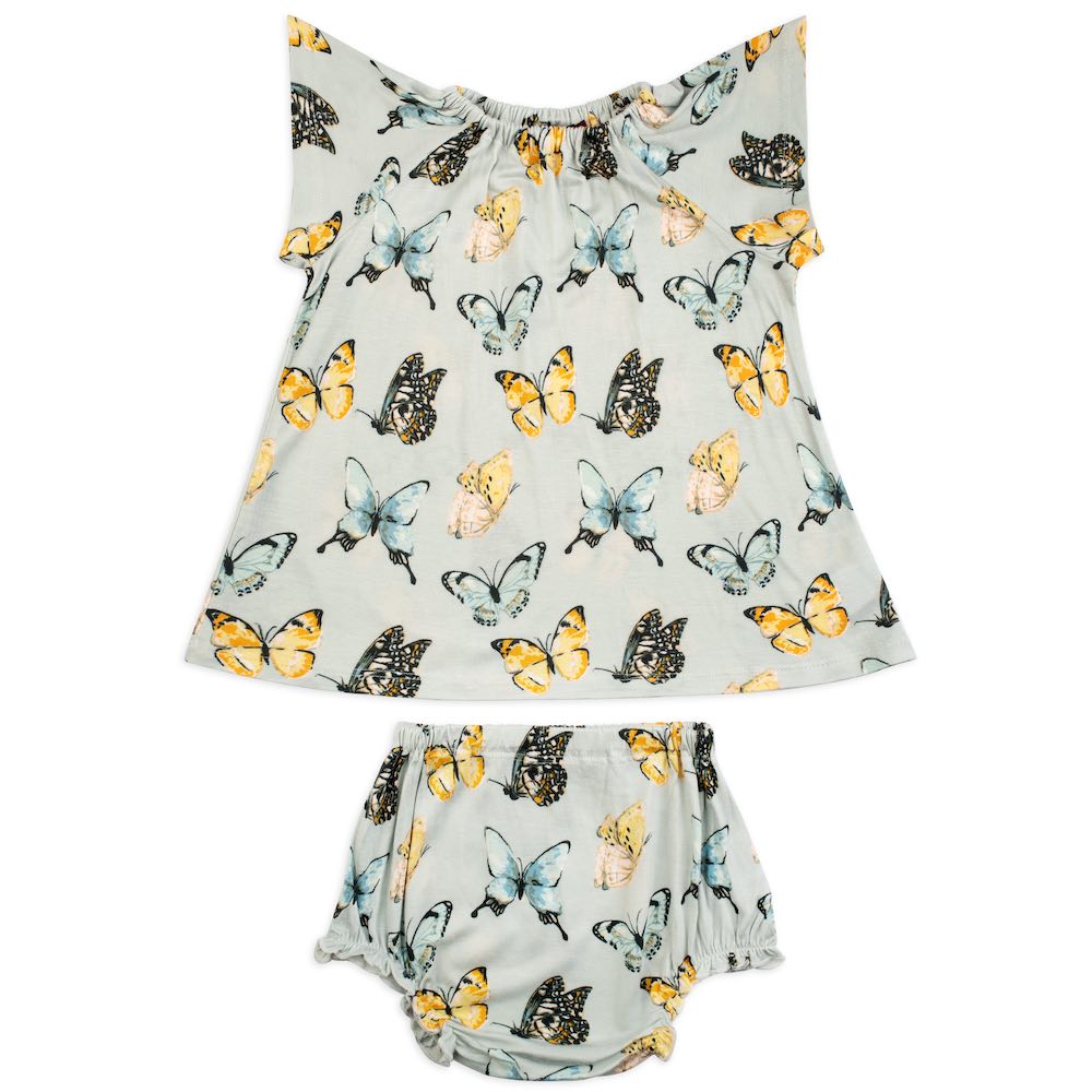 Milkbarn Butterfly Bamboo Dress & Bloomer Set 3-6 Month