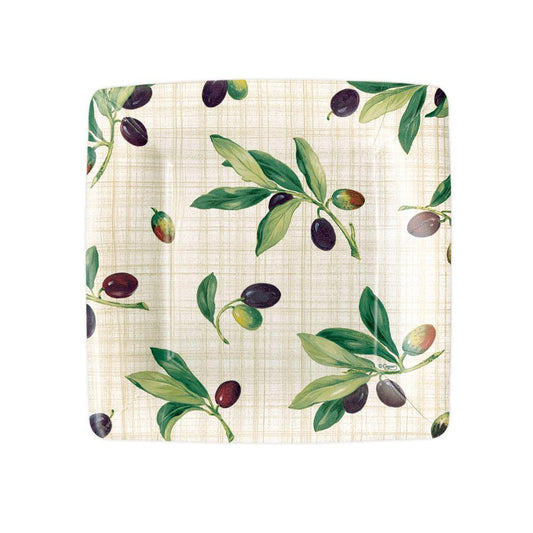 Olive Grove Square Paper Salad & Dessert Plates in Natural