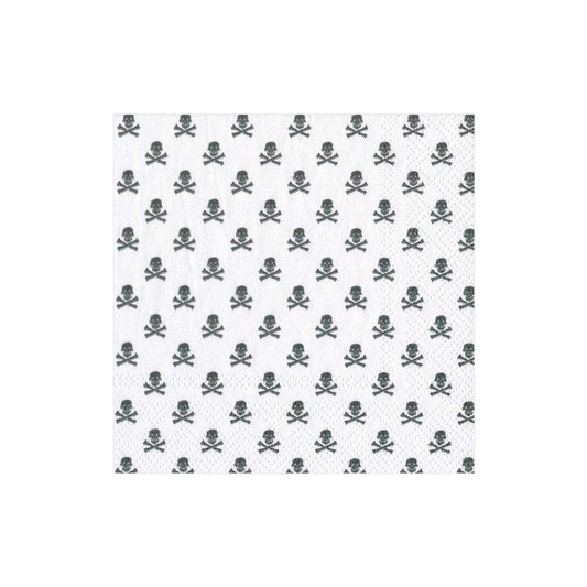 Skull and Crossbones Paper Cocktail Napkins in White