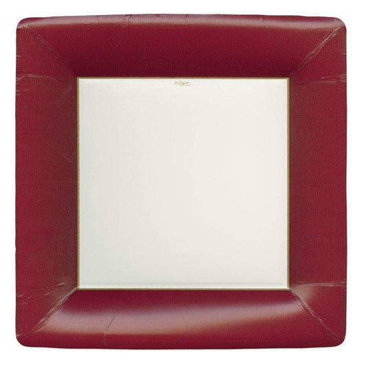 Grosgrain Square Paper Dinner Plates Cranberry