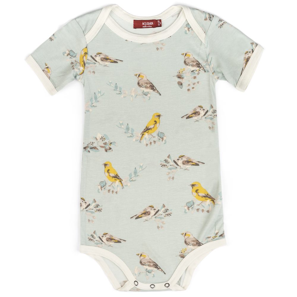 Milkbarn Blue Bird Bamboo One Piece 3-6M