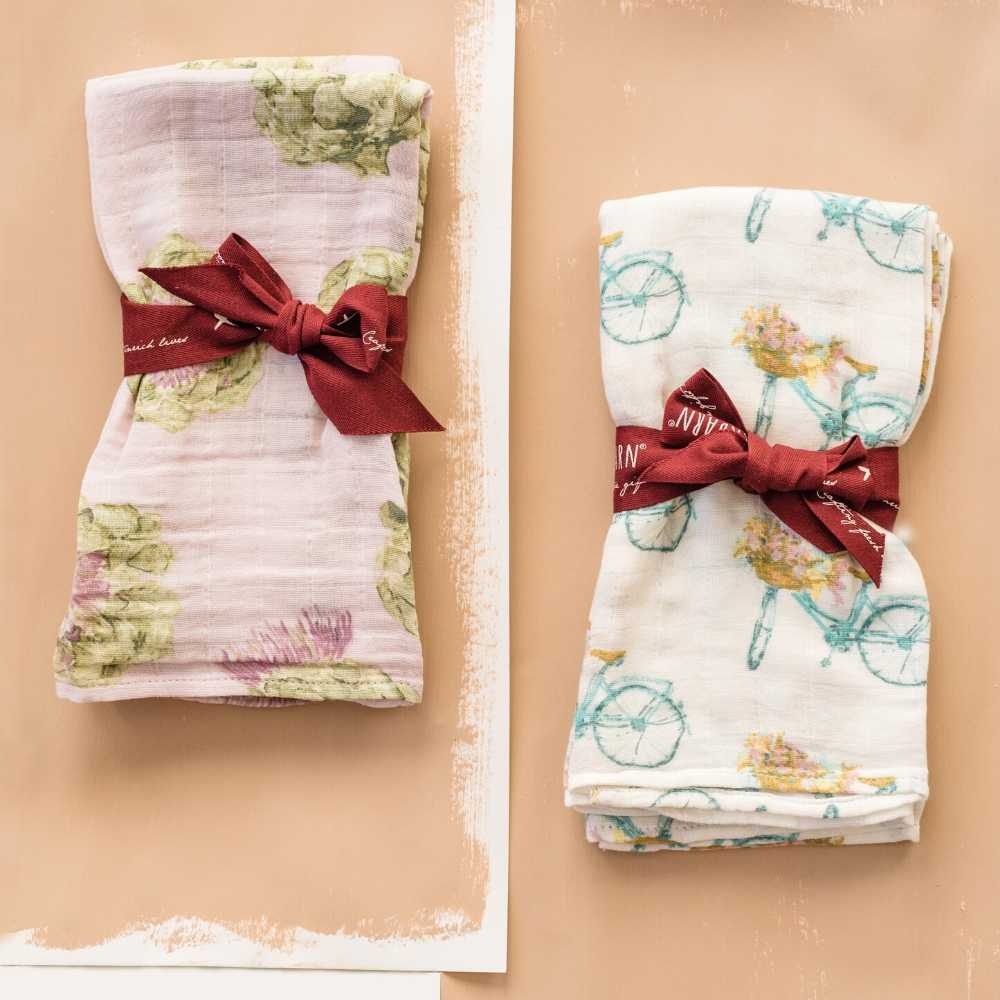 Milkbarn Blue Bird Bamboo Muslin Burp Cloths