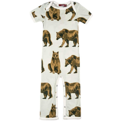 Milkbarn Bear Bamboo Snap Footed Romper 6 - 9 Month