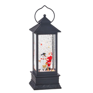 11" Santa and Snowman Lighted Water Latern