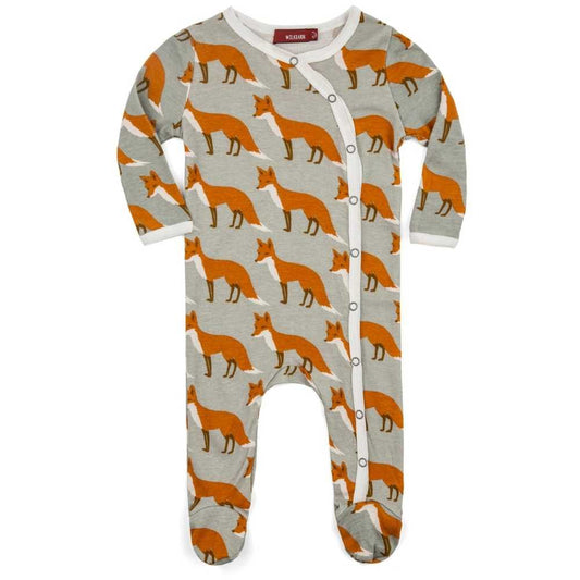 Milkbarn Footed Romper - Orange Fox