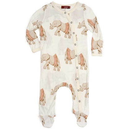 Milkbarn Tutu Elephant Bamboo Snap Footed Romper 0-3M