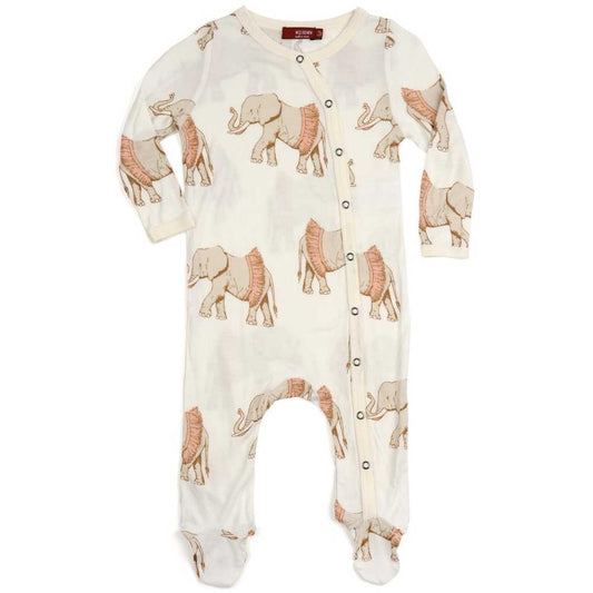 Milkbarn Tutu Elephant Bamboo Snap Footed Romper 3-6M
