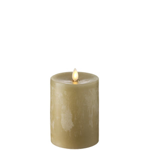 3.5" x 5" Push Flame Taupe Chalky Pillar Candle