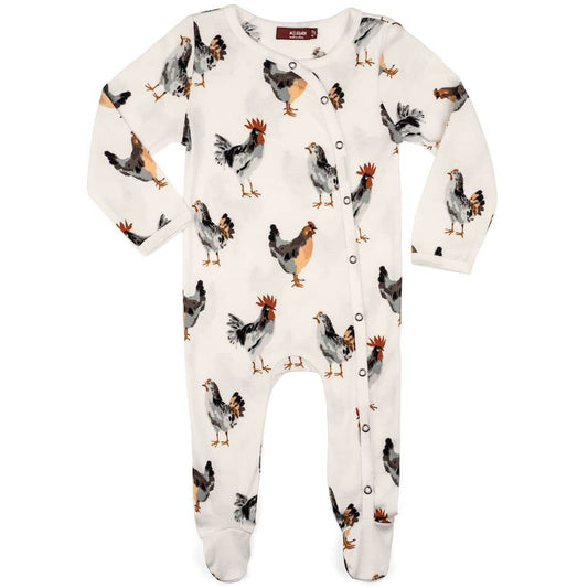 Milkbarn Chicken Footed Romper 6-9M