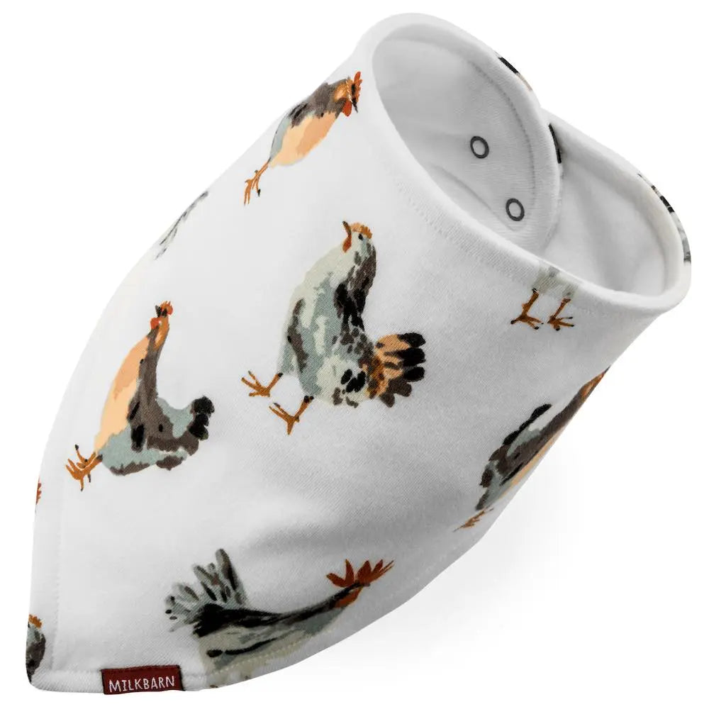 Organic Kerchief Bib in Chicken, Milkbarn