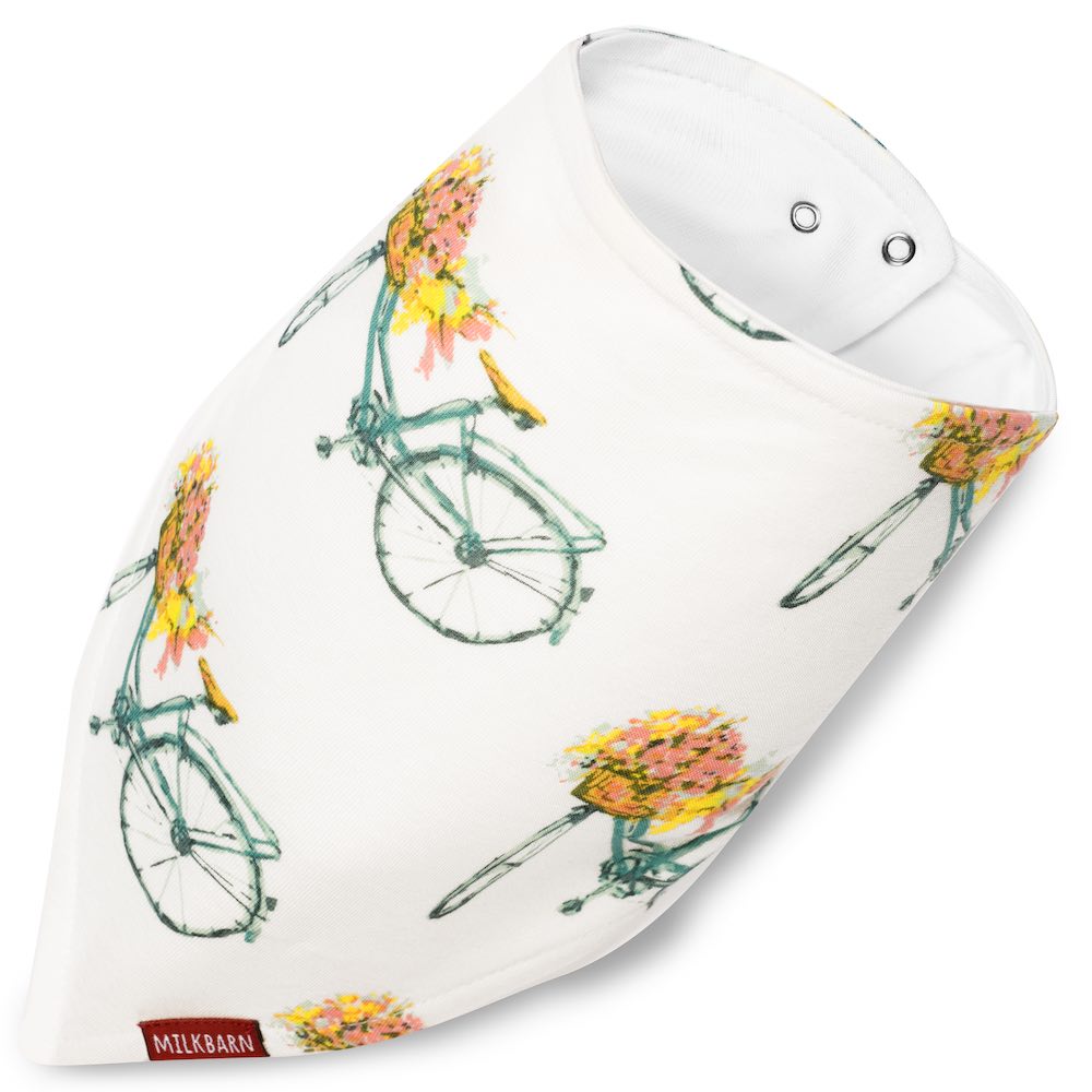 Milkbarn Kerchief Bib - Floral Bicycle (Bamboo)