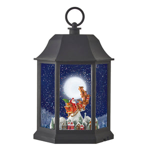 10.75" Santa Flying Lighted Water Latern