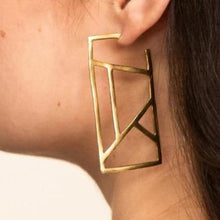 Load image into Gallery viewer, Ink + Alloy Stained Glass Rectangle Brass Earring