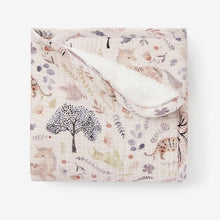 Load image into Gallery viewer, Elegant Baby Floral Print Organic Muslin Baby Security Blanket with Fur Back