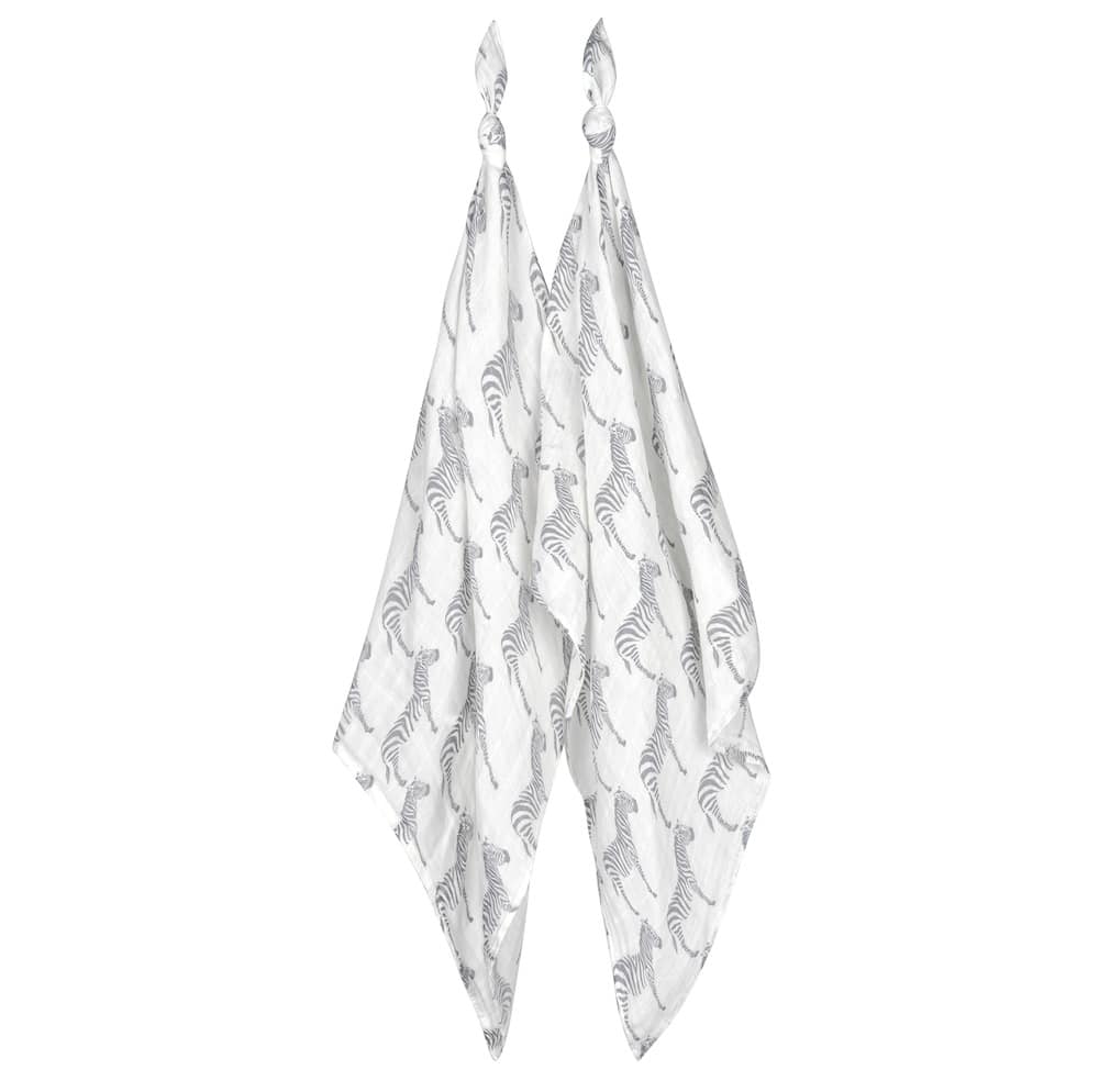 Milkbarn Grey Zebra Organic Cotton Muslin Burp Cloth Set