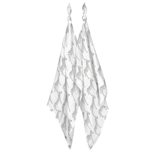 Milkbarn Grey Zebra Organic Cotton Muslin Burp Cloth Set