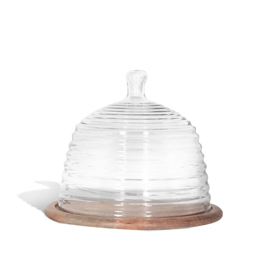 Montes Doggett Wood Base with Beehive Glass Cloche - Large