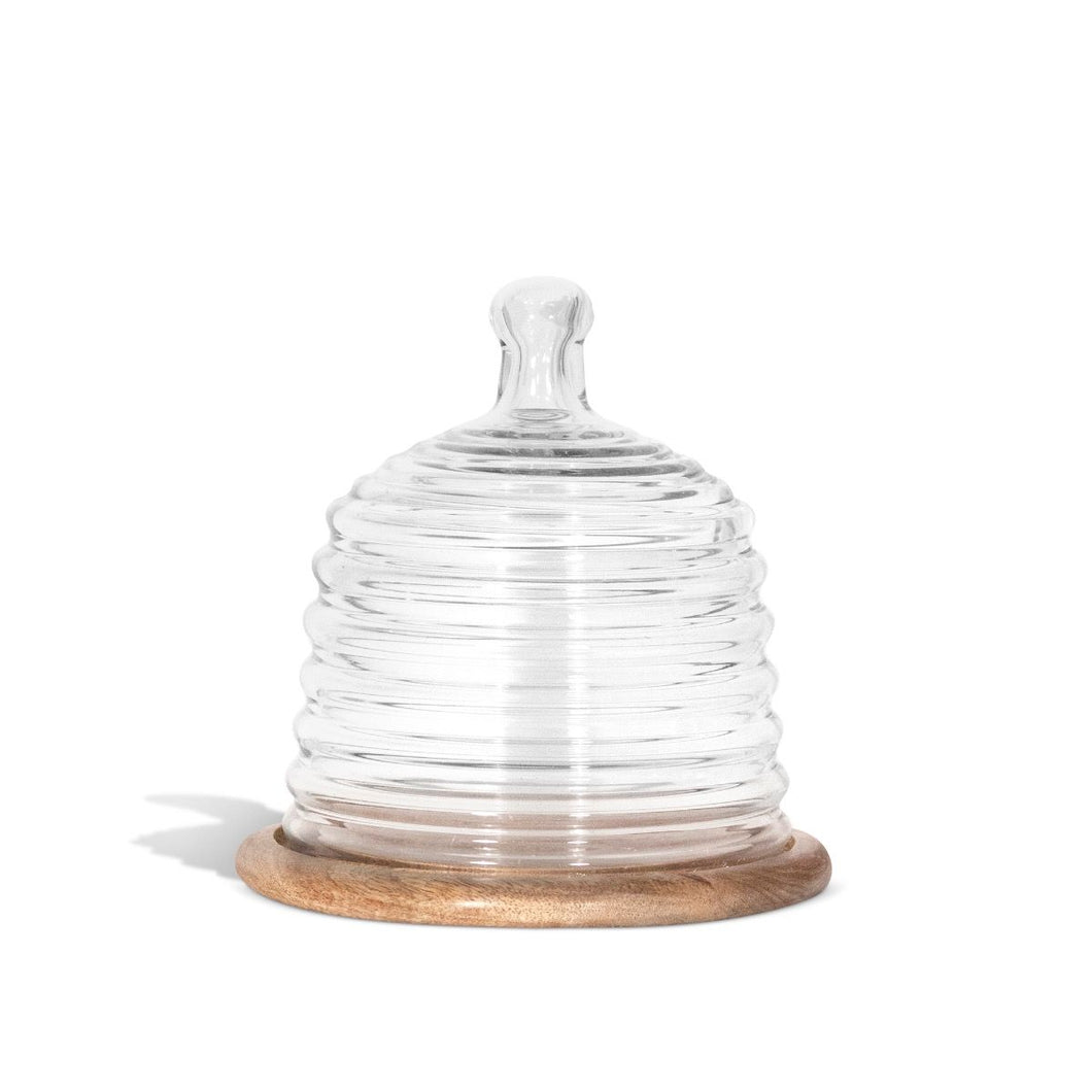 Montes Doggett Wood Base with Beehive Glass Cloche - Small